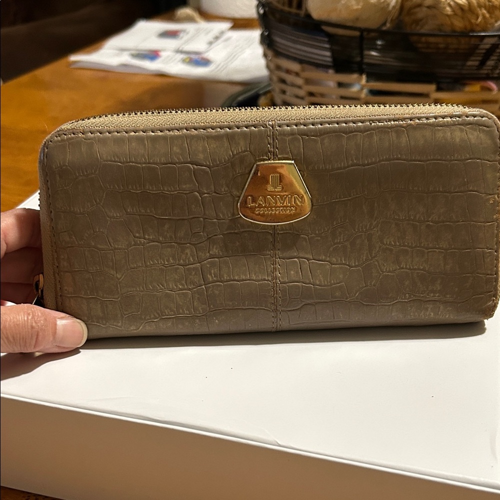 Lanvin Croc-Embossed Brown Wallet